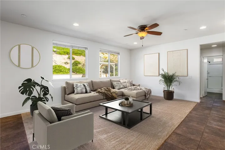 family room with virtual staging