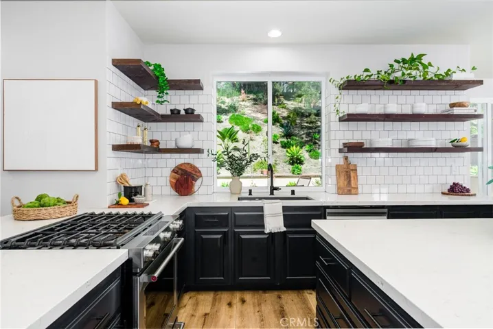Remodeled kitchen, open to both living room and family room