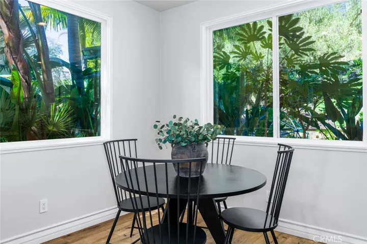 Dining area flooded with natural light