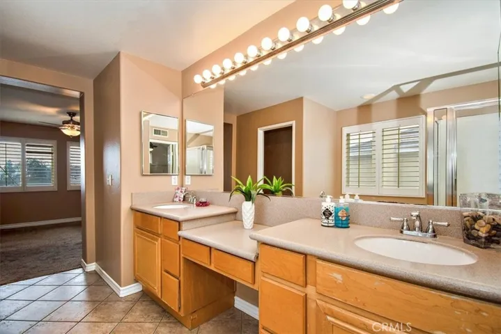 Great storage and lighting in the built-in vanity.