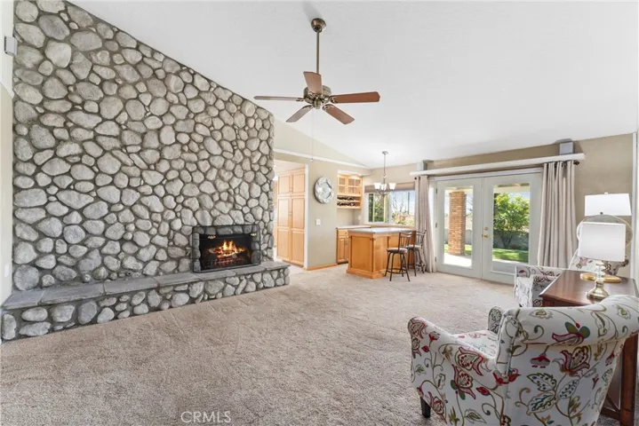 Family Room Cobble Stone Fireplace