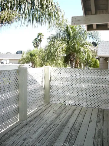 Deck is large enough for a table and chairs.