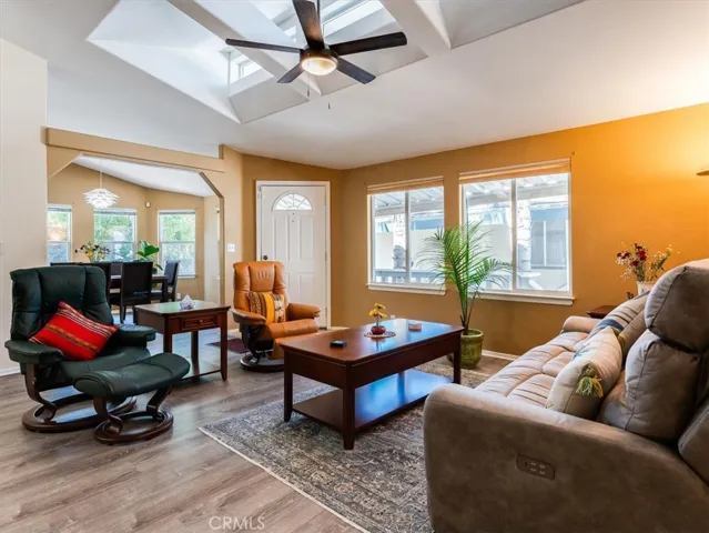 Vaulted ceilings and windows give a lofty feeling.