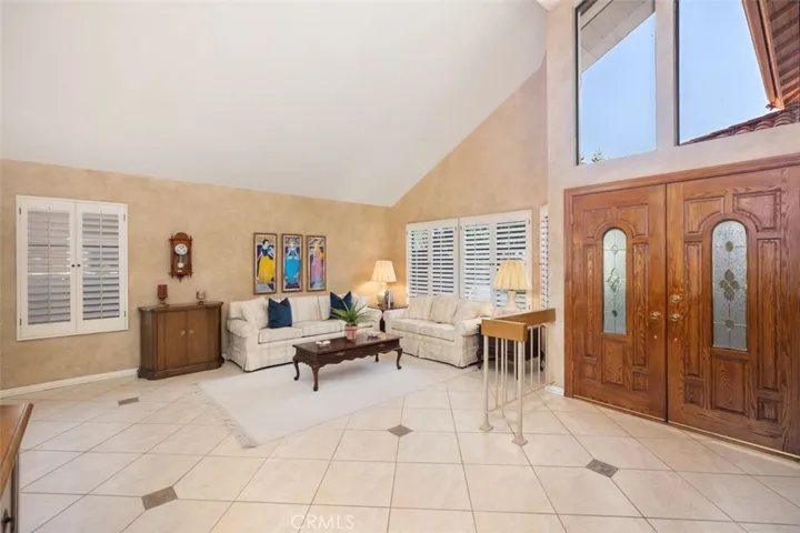 Double-door entry and living room.