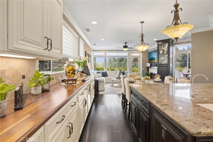 Lots of storage with Butcher Block counter top