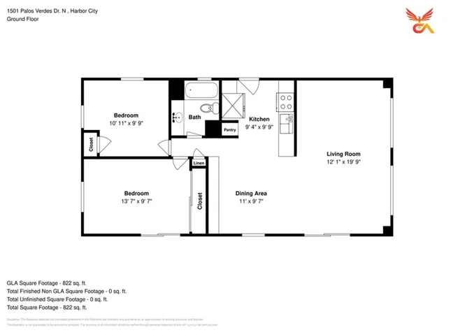 Living area 822 + 200+ Patio