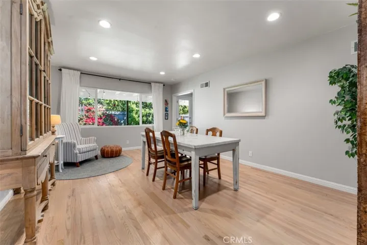 Dining room with recessed lighting