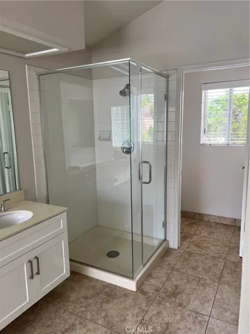 Primary bath shower with new enclosure