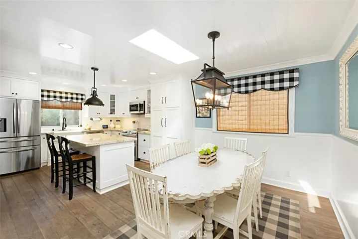 Kitchen and adjacent dining area.