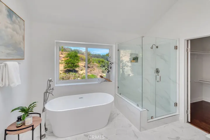 Primary bathroom with separate tub and shower