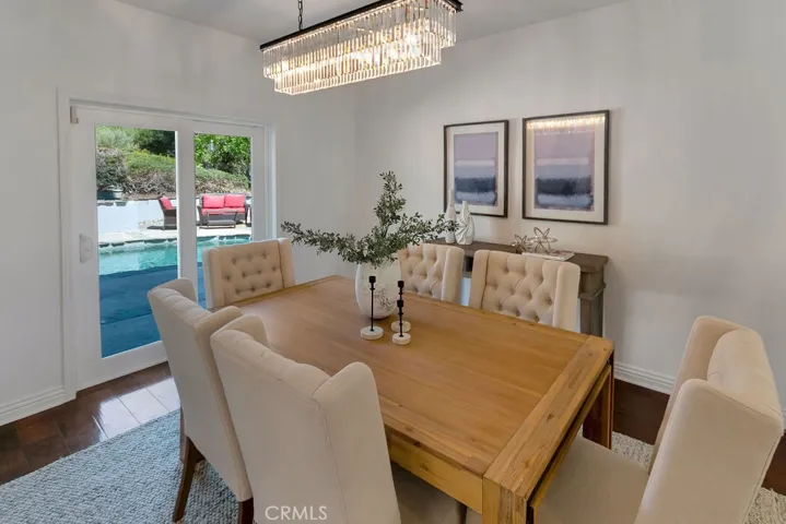 Dining room with slider door to backyard