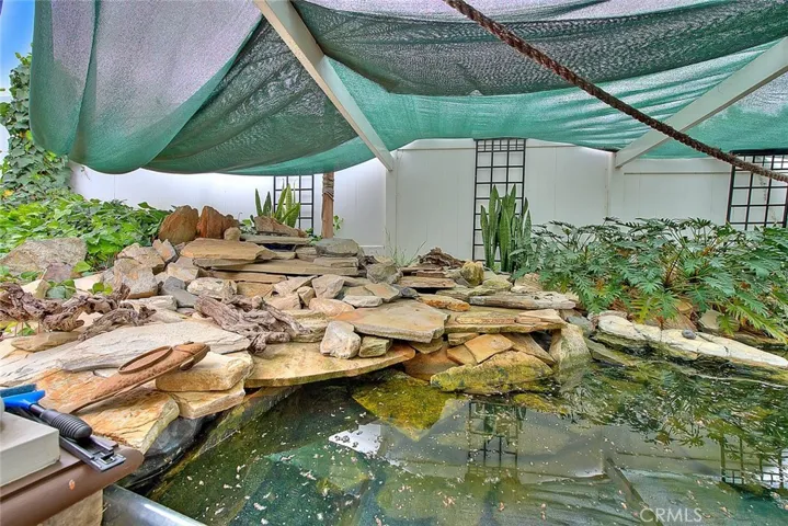 Pond with waterfall and filter