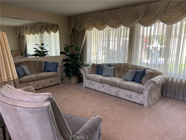 Sunken living room with view to Backyard