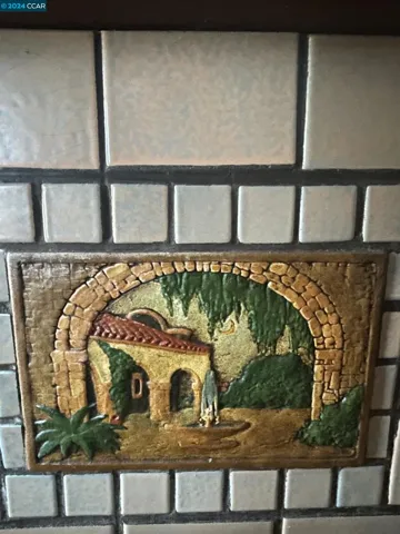 Custom tiles on fireplace