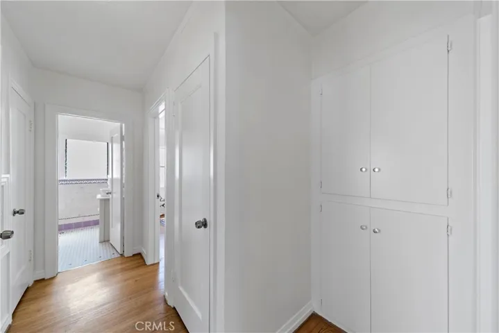 The hallway has even more closets and storage options.