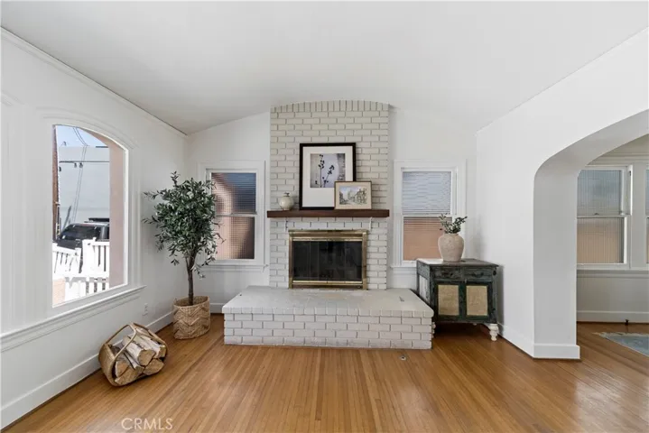 Gas fireplace anchors the living room.