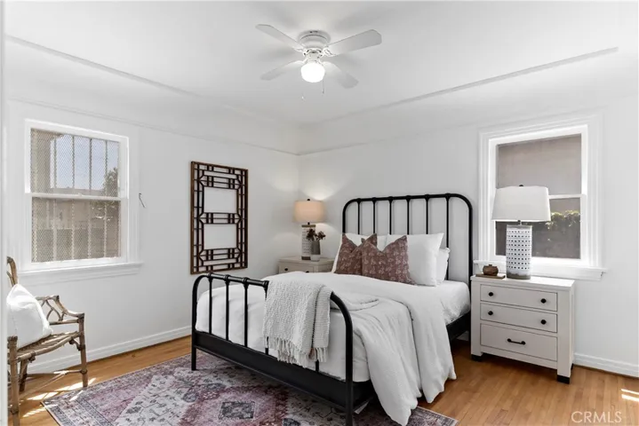 Back bedroom with such a cool tray ceiling - there are several like this throughout the home.