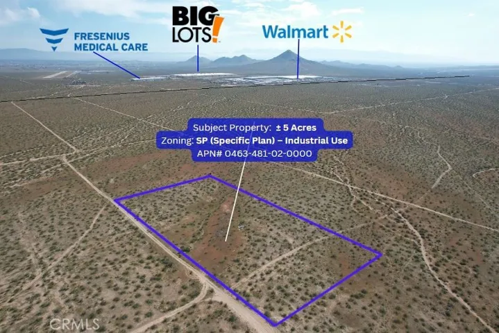 aerial view of 5-acre parcel on El Dorado Rd.