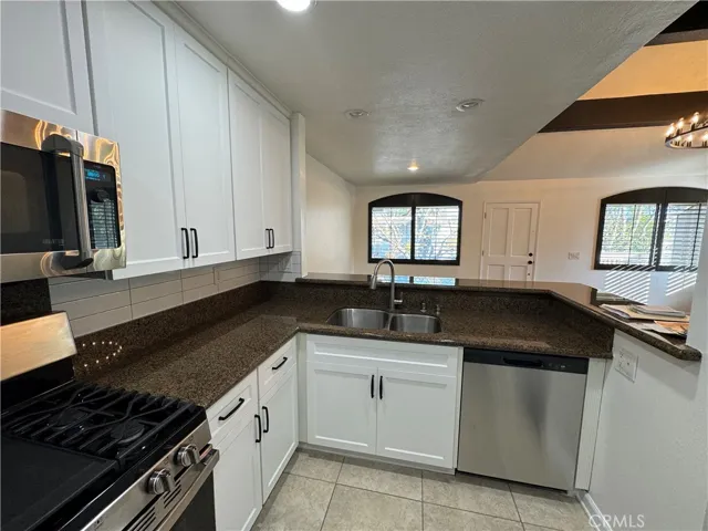 Kitchen looking into dining area
