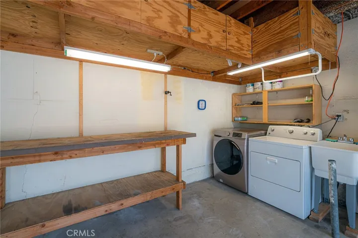 View of attached garage w/laundry