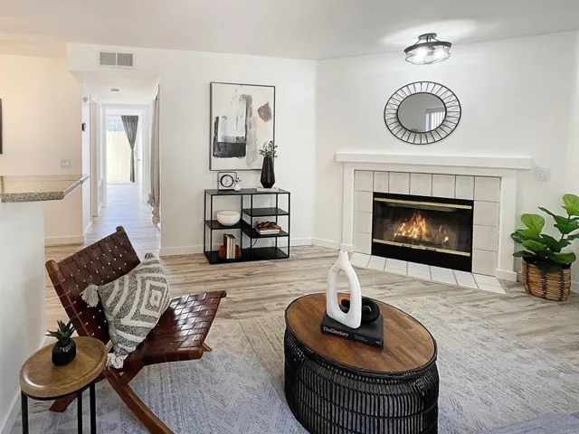 Living room Fire added virtually