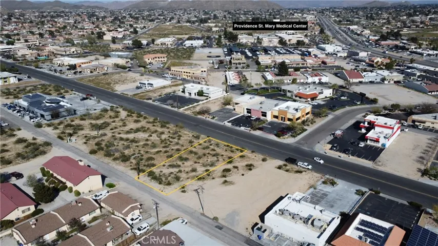 View includes proximity of Providence St Mary's Medical center, medical offices, other business near by to vacant lot.  Land boundaries are approximate