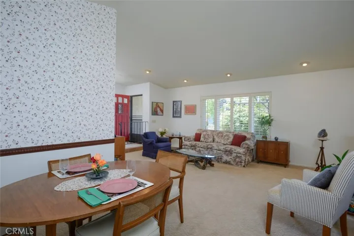 Living room features recessed lighting