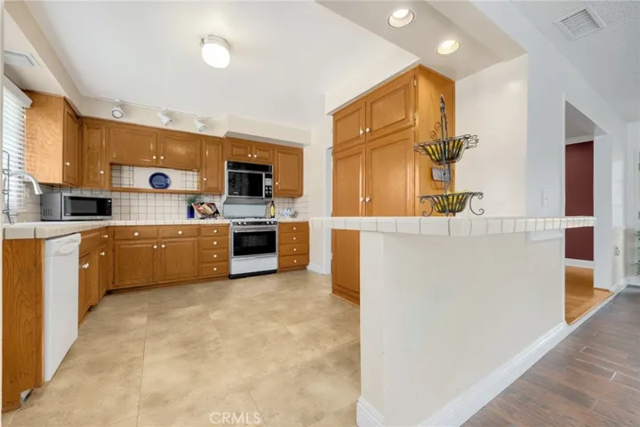 View to kitchen from family room