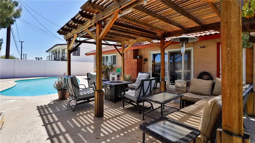 Patio Seating & View of Pool
