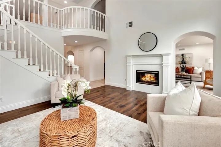 Two-sided fireplace.