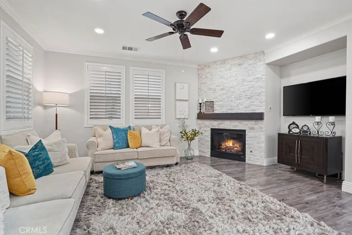 Living Room with Beautiful Stone Fireplace