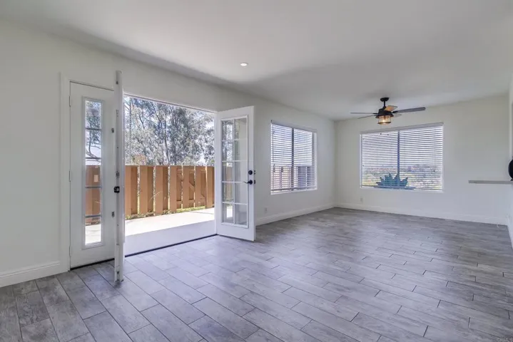 Living and dining area opens to back patio