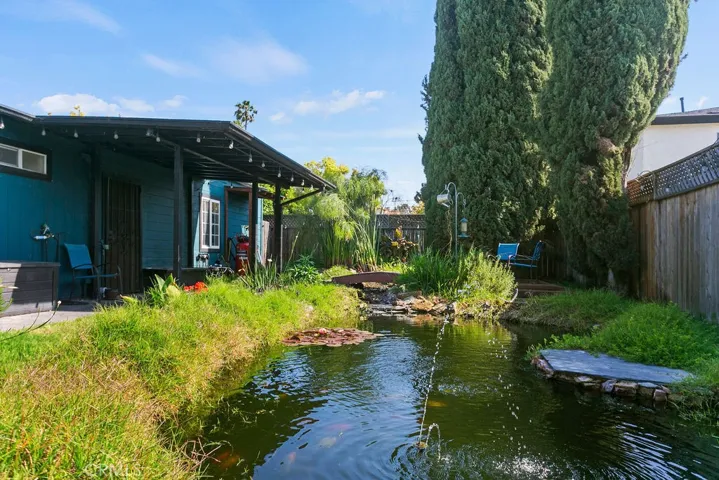 Patio has misting system to keep you cool outside.