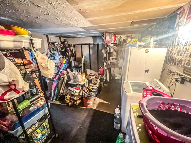 One car garage and laundry area