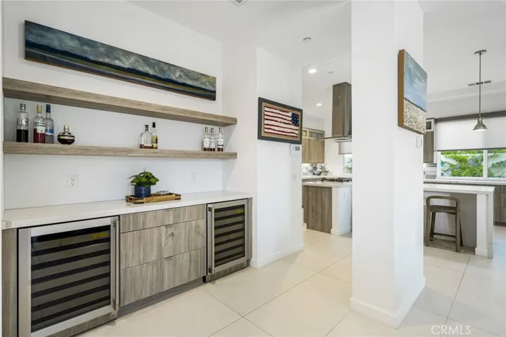 Dry bar with wine and beverage center