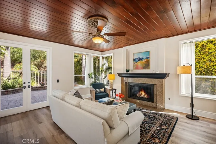 Family room with fireplace