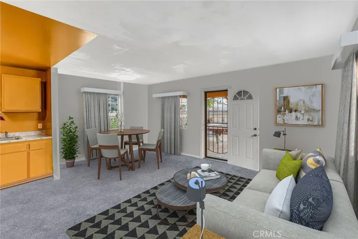 Virtually Staged Living and dining room