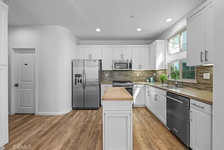 Kitchen and guest powder room.