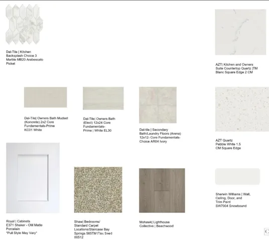 Design selections. This home is currently under construction- selections are subject to change.
