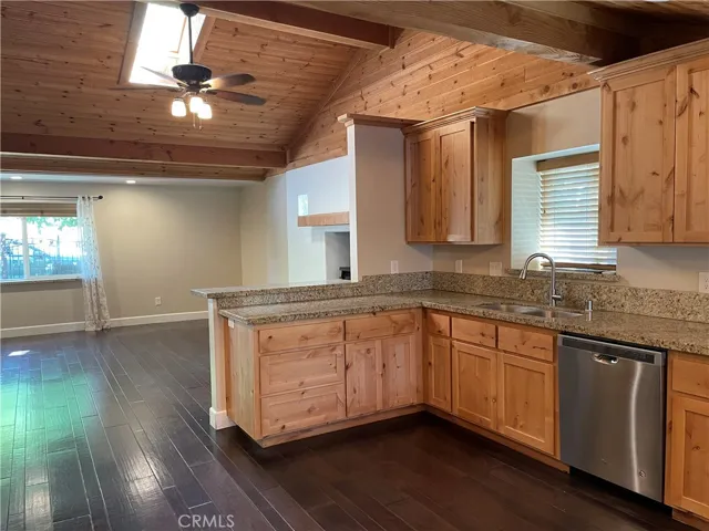 Beautiful engineered wood floors in kitchen and living area