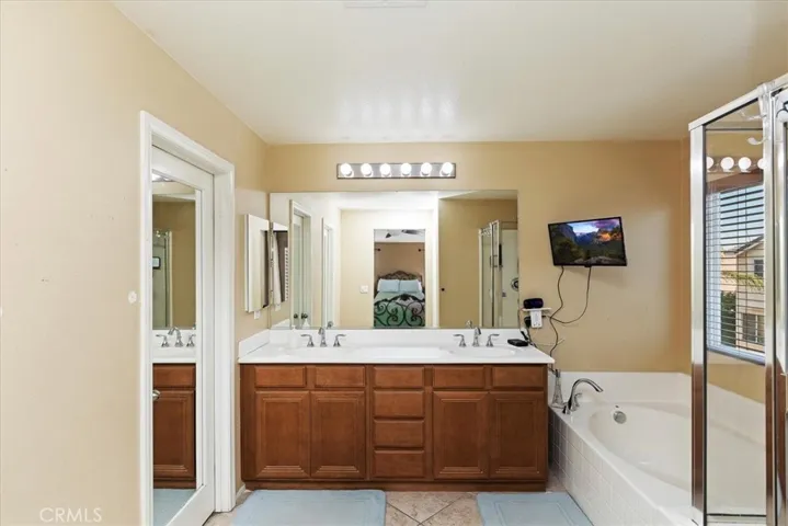 Primary Bedroom Suite Bathroom with a walk-in closet and separate shower and tub.