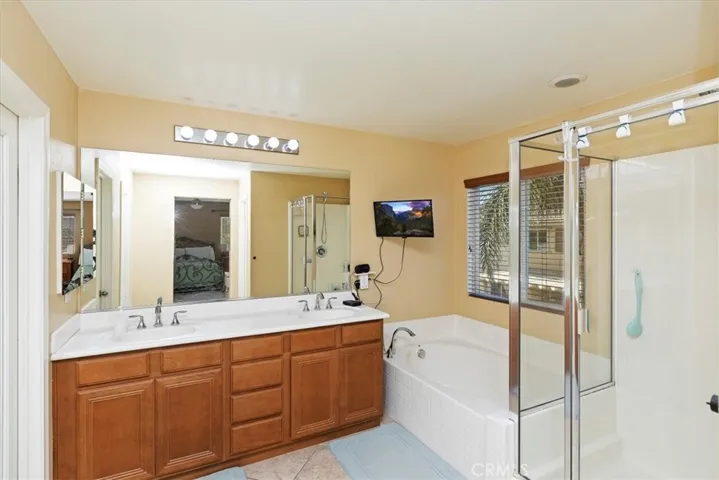 Primary Bedroom Suite Bathroom with a walk-in closet and separate shower and tub.
