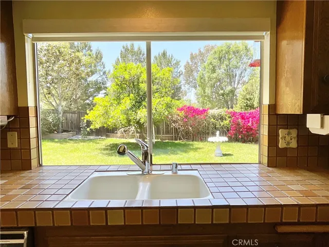 View of yard from kitchen.