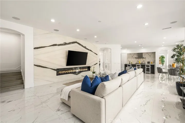 Living Area/ Fireplace/ Slab wall