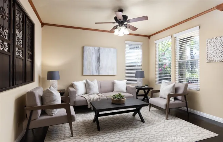 Cozy family room with access to the backyard.