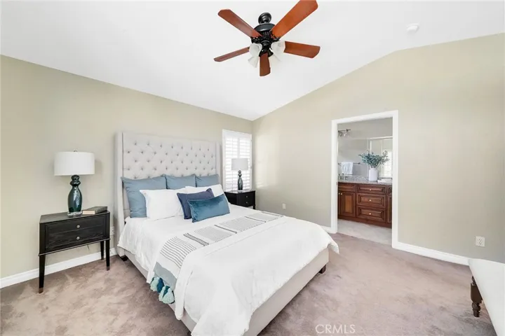 High ceilings in the primary bedroom