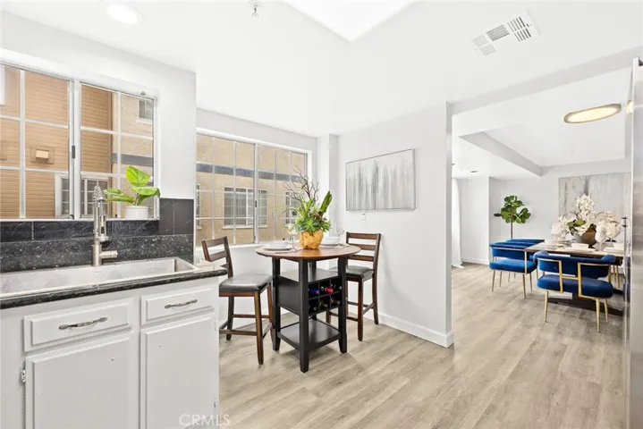 View from the kitchen to the dining area