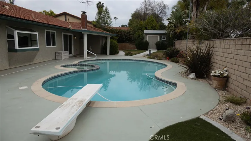 Pool/diving board and shed