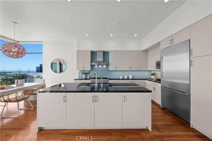 kitchen viewed looking North with Ocean Views towards Malibu