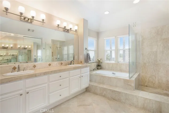 Primary Bath with travertine stone